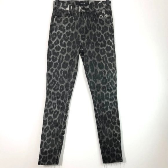 New Joe's Jeans Leopard Print High Rise Raw Hem Skinny Ankle Jeans Grey Size 24 - Picture 6 of 16